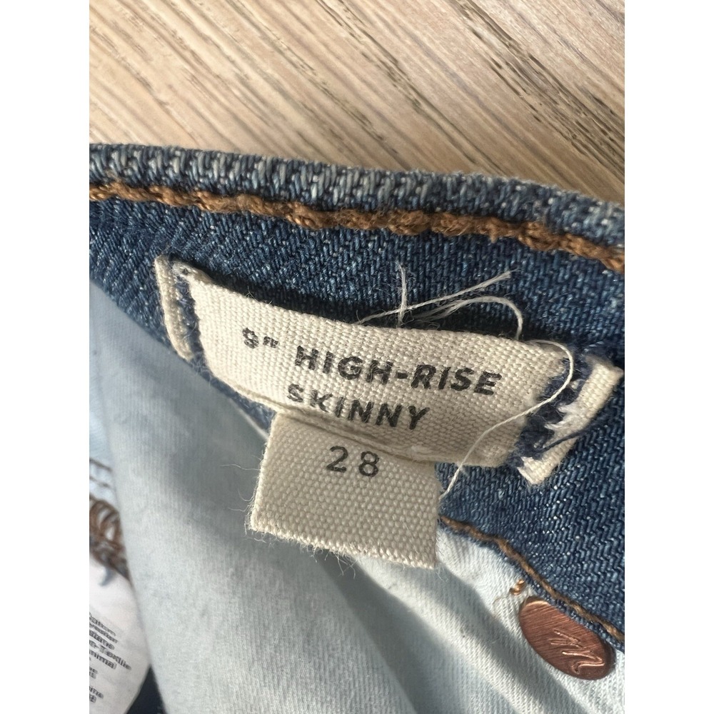 Madewell Women's Blue Denim Distressed Skinny Jeans, Size 28, High-Rise, 9" - Picture 3 of 11